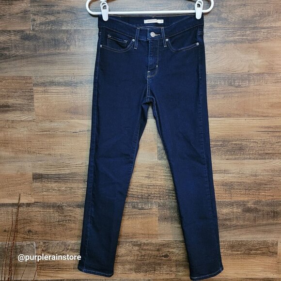 Levi's Jeans 27 Shaping 312 Slim Mid Rise Tummy Control Dark Wash Stretch Denim - Picture 1 of 13